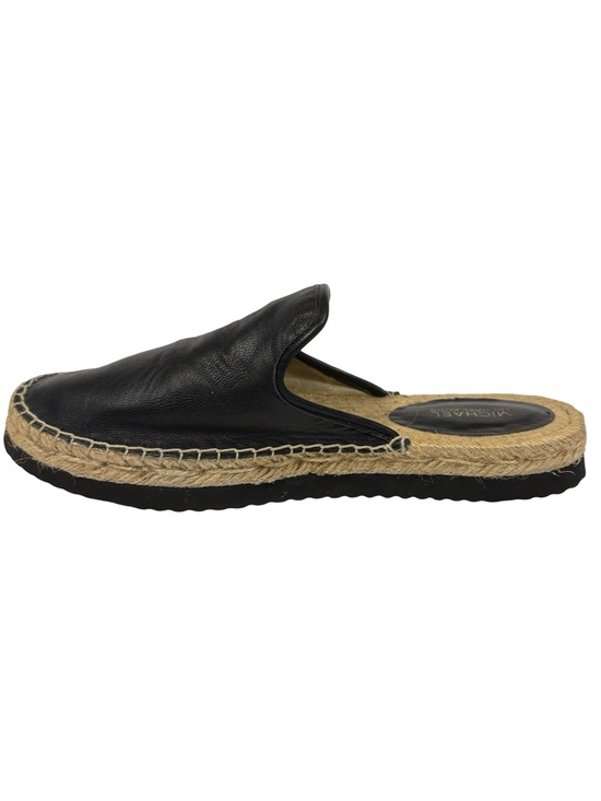 Michael Kors Hastings Leather Espadrille Mule Black Logo Slide Slip On Size 7 - Picture 5 of 12